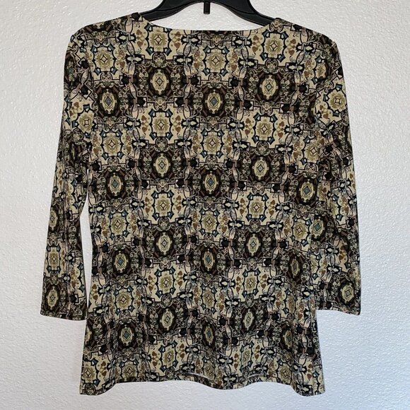 Emma James Blouse Women’s Small V Neck 3/4 Sleeves Geometric Ladies - Picture 6 of 9